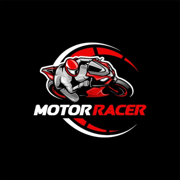 Мотоцикл - вектор логотипа автогонки на черном фоне