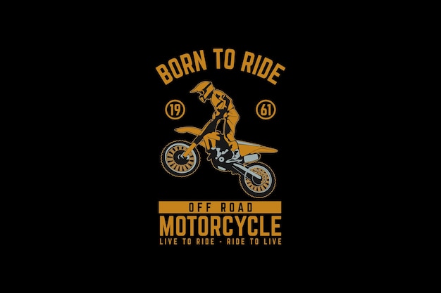 Motorcycle off road, design silhouette retro style