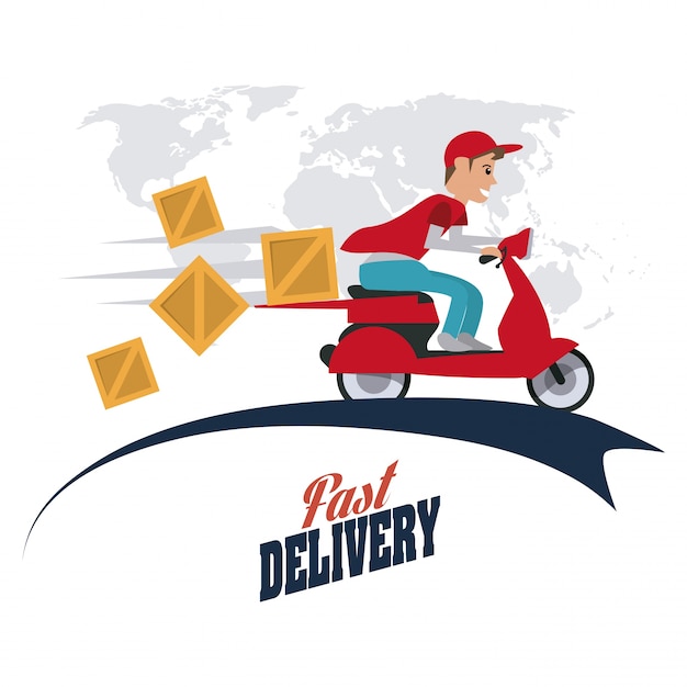 Motorcycle and package icon