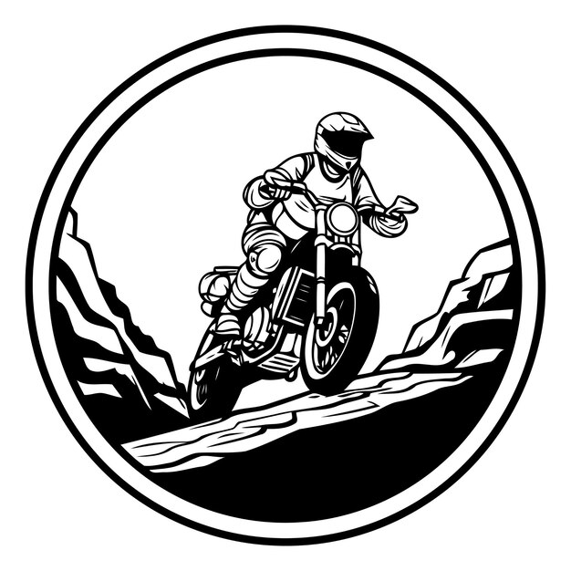 Вектор Мотоциклист на мотоцикле в горах векторная иллюстрация