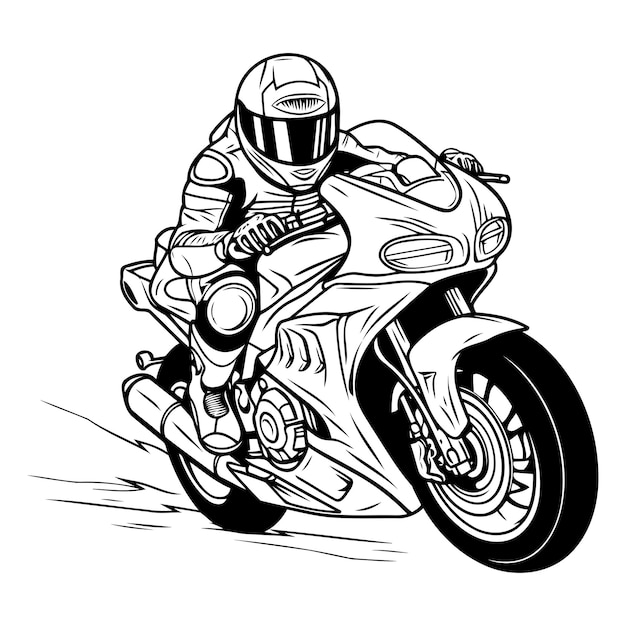 Vector motorcycle racer vector illustration of a motorcyclist on a motorcycle