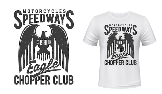 Motorcycle racing sport  print with eagle