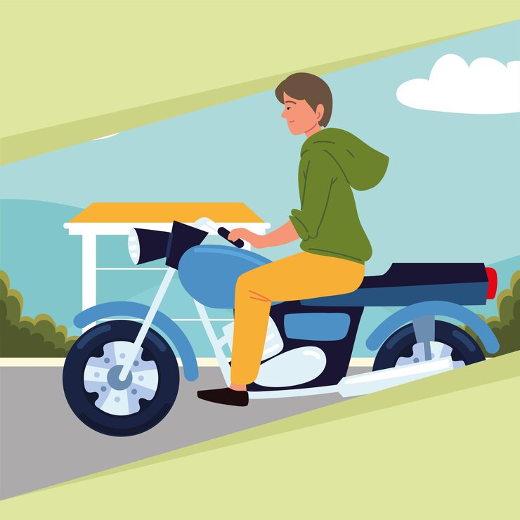 वेक्टर motorcycle rider on road