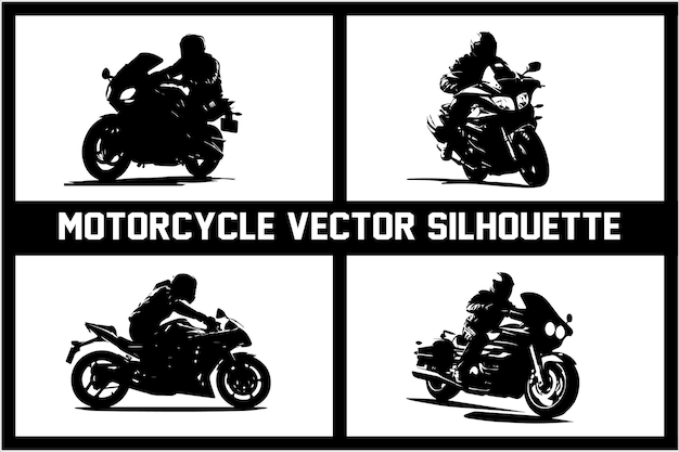 オートバイライダーのシルエットベクトルイラスト