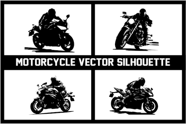 オートバイライダーのシルエットベクトルイラスト