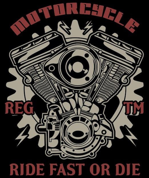 Vettore design della maglietta del motociclista