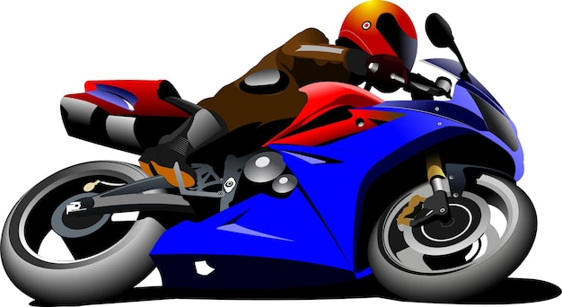 Motorcycle on the road Biker Vector illustration