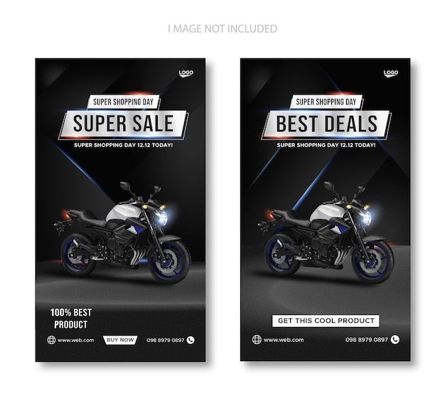 ベクトル オートバイ販売プロモーション instagram と facebook のストーリー