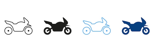 Motorcycle Scooter And Motorcycle Line And Silhouette Signs Set Of Color Icons Of Motorcycle Bike