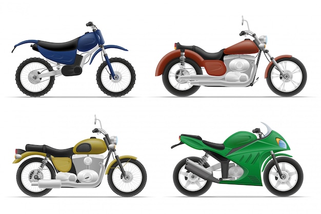 Vector motorcycle set icons.