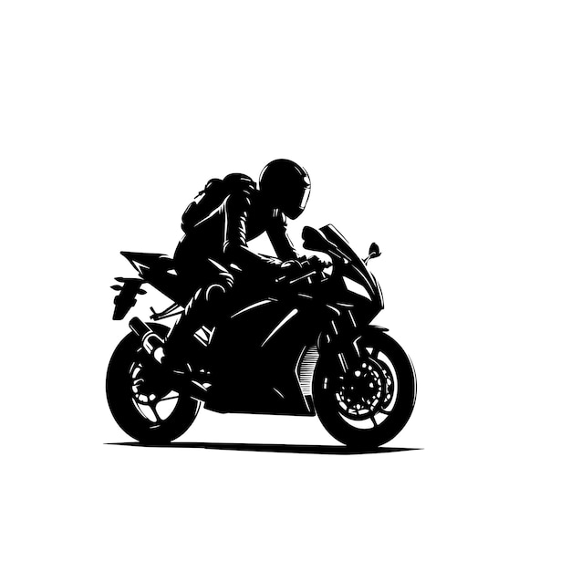 モーターサイクル シルエット ベクトル デザイン モーターサイクルのロゴ アイコン デザイン 黒と白
