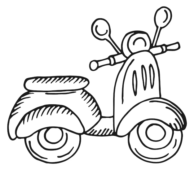 Motorcycle sketch hand drawn moped funny vehicle