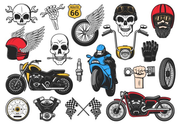 Motorcycle Sport Bikes Racing And Speedway Icons