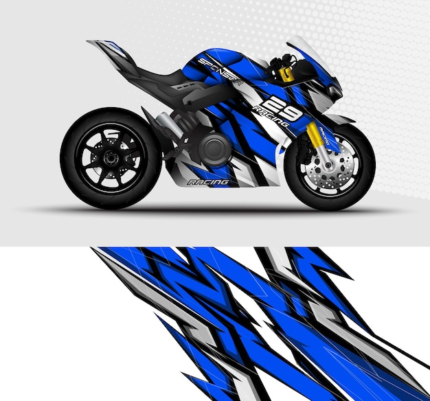 Вектор Мотоциклетные спортивные мотоциклы обертывают наклейкой и виниловой наклейкой