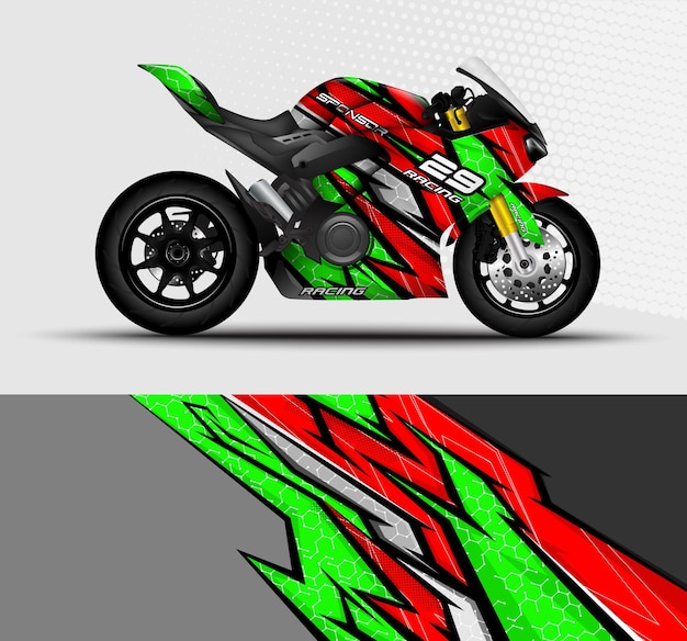 Vector motorcycle sportbikes wrap decal and vinyl sticker design with abstract background