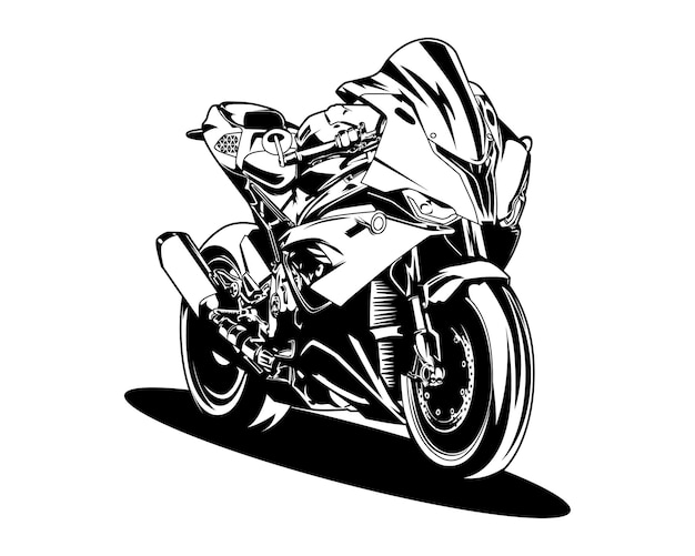 Motorcycle superbike black and white vector illustration