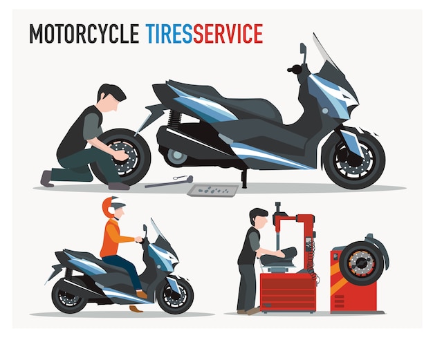 Motorcycle Tire Shop Flat Designed