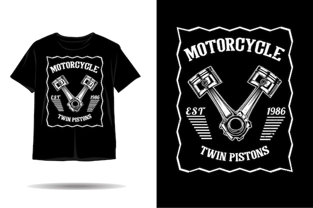 Motorcycle twin pistons silhouette tshirt design