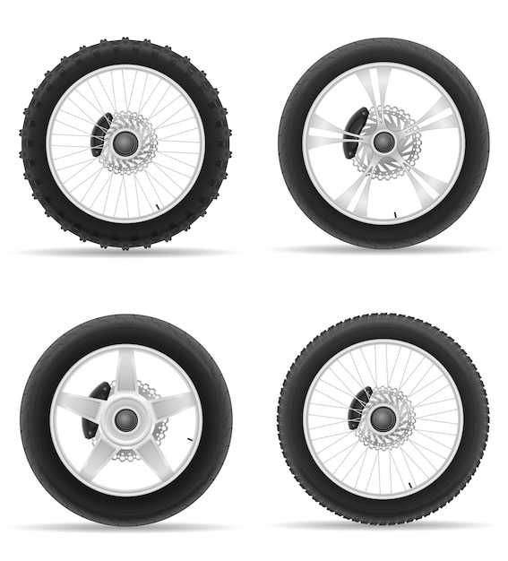 Vettore pneumatico della ruota del motociclo dalle icone stabilite del disco.