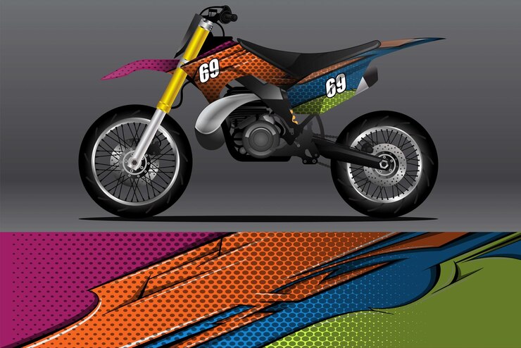 Motorcycle wrap decal and vinyl sticker design