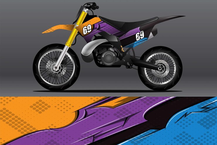 Motorcycle wrap decal and vinyl sticker design