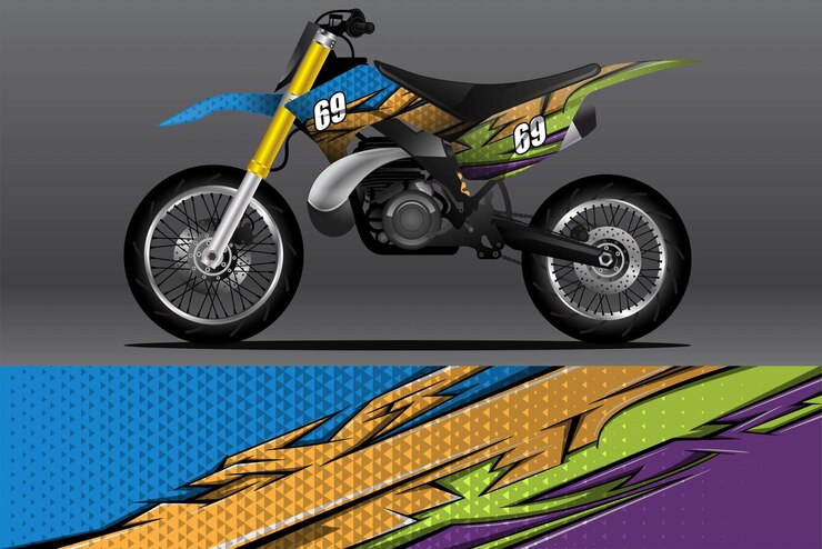Motorcycle wrap decal and vinyl sticker design