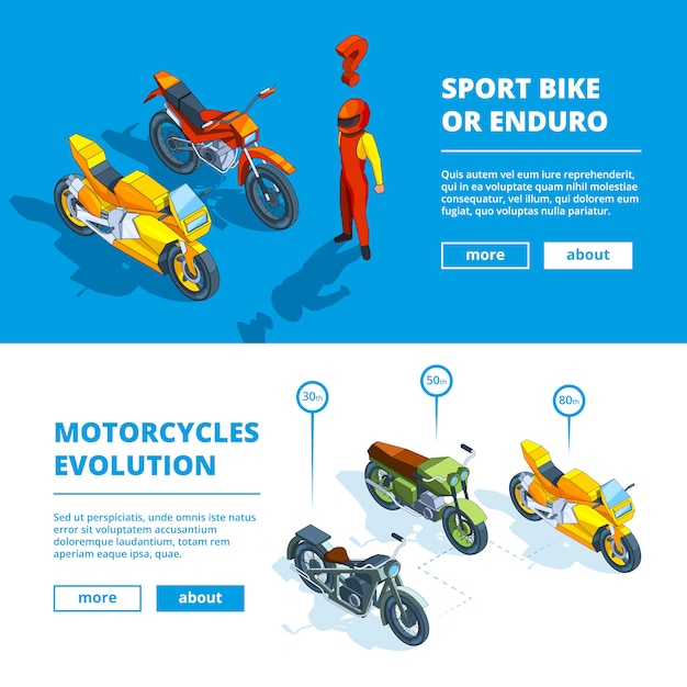 Vector motorcycles banners for motorsport