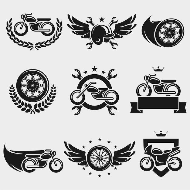 Vector motorcycles labels and icons set vector