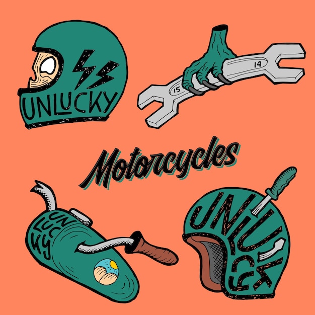 Vector motorcycles pack illustration