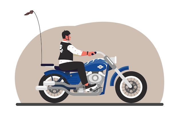 Motorcyclist at bike vector concept