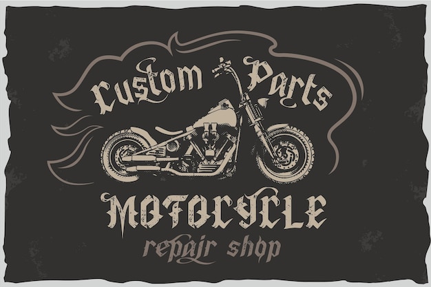 Vector motorfiets aangepaste reparatie vector embleem