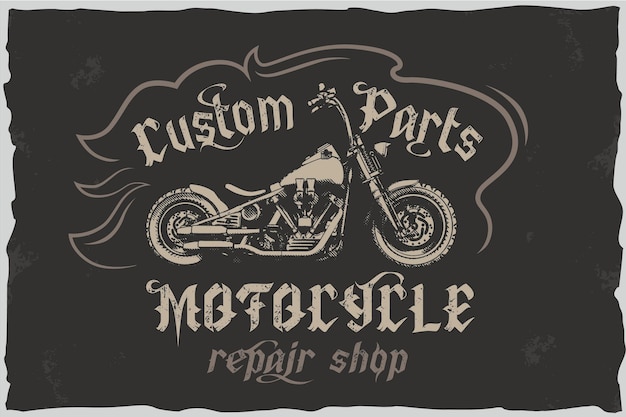 Motorfiets aangepaste reparatie vector embleem