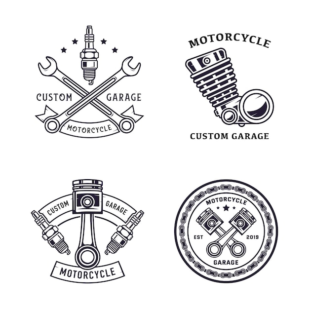 Vector motorfiets badge illustratie set