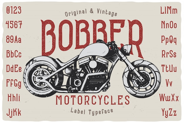 Motorfiets en lettertype