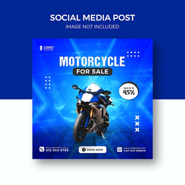 Motorfiets sociale media instagram post sjabloonontwerp premium