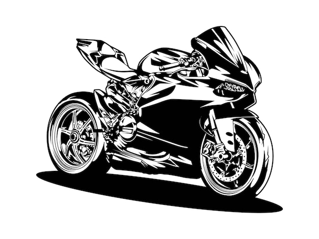 Motorfiets superbike zwart-wit vectorillustratie