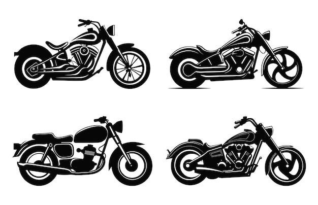 Motorfiets Vector zwarte Silhouette Bundle Motorfiets Silhouettes Clipart Set