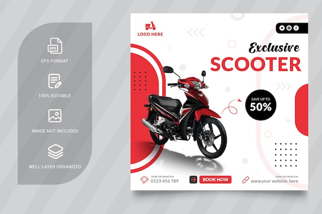 Motorfiets verkoop creatieve instagram post en social media bannerontwerp of vierkante flyer-sjabloon