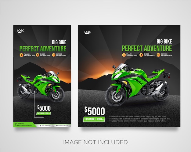motorfiets verkoop social media post en verhalen advertenties