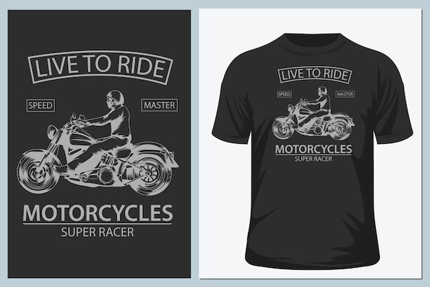 Motorfiets zijaanzicht geïsoleerd op t-shirt