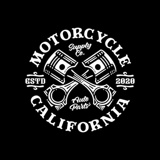 Motorfiets zuiger vector logo badge