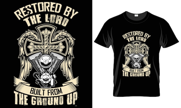 Motorrijder T-shirt ontwerp gerestaureerd door de Heer