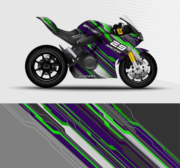 Motorsportfietsen wrap sticker en vinyl sticker ontwerp