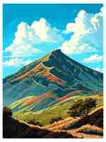 Vector mount diablo california vintage travel poster souvenir postcard portrait painting wpa illustration