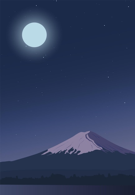 mount fuji nigh view of the landmark of japan