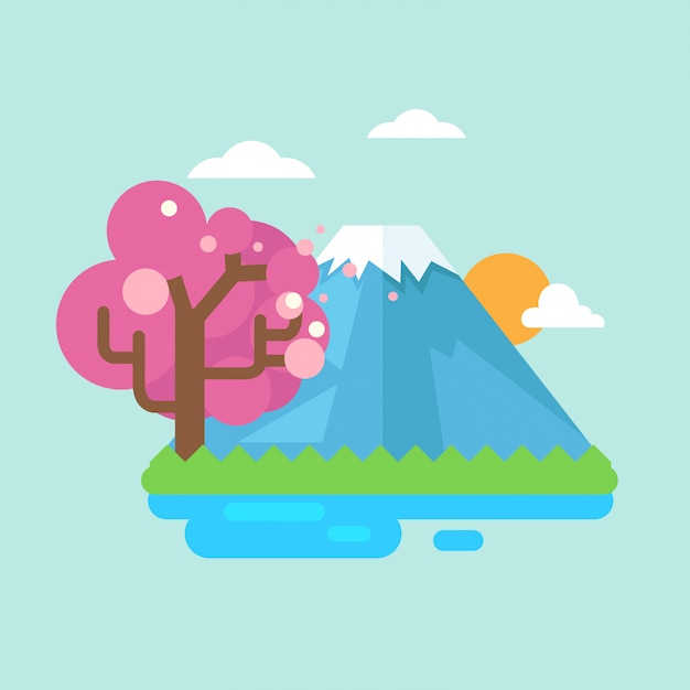 Mount fuji with cherry blossoms