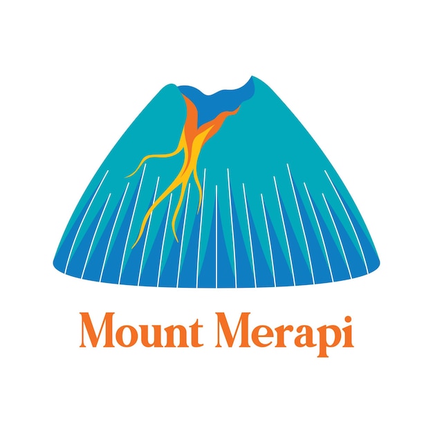 Mount merapi in platte ontwerpstijl