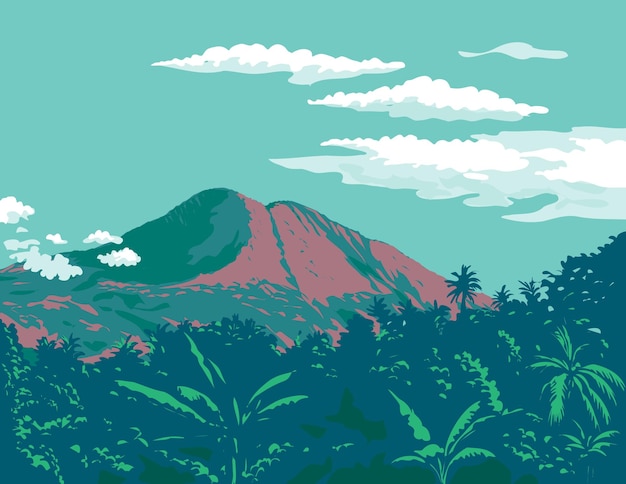 Mount Talinis in Negros Oriental Philippines WPA Poster Art