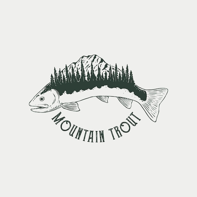 mountai forel vintage illustratie