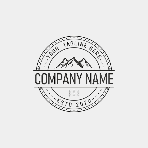 Mountain adventure badge retro logo design